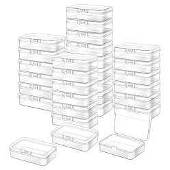 Clear 30Pcs PP Plastic Bead Containers, Rectangle Bead Storage Case with Hinged Lid, for Small Iterms, Clear, 7.5x5.15x2.1cm