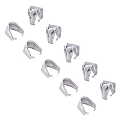 Stainless Steel Color 304 Stainless Steel Snap on Bails, Stainless Steel Color, 9.5x7x6.5mm, Inner: 8x5mm, 100pcs/box