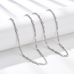 Нержавеющая Сталь Цвет 3.5мм 304 ожерелья из нержавеющей стали с овальными звеньями, не тускнеет, цвет нержавеющей стали, 19.88 дюйм (50.5 см)