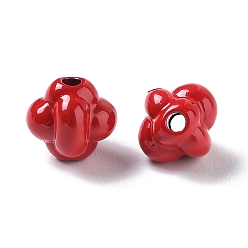 Crimson Spray Painted Alloy Bead, Flower, Crimson, 7.5x7.5x4.5mm, Hole: 1.5mm