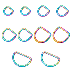 Rainbow Color 10шт 5 стили пряжки из цинкового сплава, d кольца, для ремня кожаный ремень сумка для ремня, Радуга цветов, 21~40x20~27x4 мм, 2 шт / стиль
