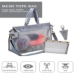 Серебро Сумка для хранения пряжи из ПВХ на плече, прямоугольные, серебряные, 32x39x15 см