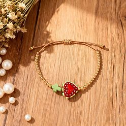 Красный Браслеты из плетеных бусин в стиле Синко де Майо из стекла и латуни, синтетическая бирюза украшения для женщин, сердце и крест, с эмалью, красные, 11.02 дюйм (28 см)