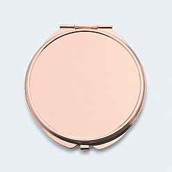 Or Rose Miroirs cosmétiques en fer bricolage, plat rond, pour résine époxy diy, or rose, 7.7x7.25x0.8 cm, Trou: 1.6mm, Plateau: 65 mm