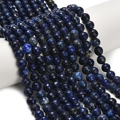 Ляпис-Лазурь Нитки бусины из натурального ляписа-лазури, граненые, окрашенные, круглые, 8.5 мм, отверстие : 1.2 мм, около 46~49 шт / нитка, 14.76~15.08 дюйм (37.5~38.3 см)