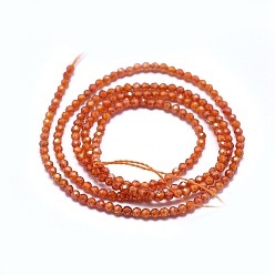 Orange Cubic Zirconia Bead Strands, Round, Faceted, Orange, 2mm, Hole: 0.2mm, about 14.96 inch(38cm), 184pcs/strand