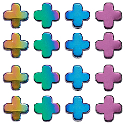 (52) Непрозрачная лаванда 60 шт. гальванизированные натуральные бусины из ракушек, крестик, разноцветные, 12.5x12x2.5 мм, отверстие : 0.6 мм