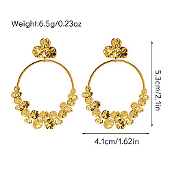 Цветок 304 из нержавеющей стали болтаться серьги, золотые, цветок, 41x53 мм