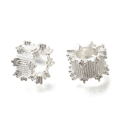 Серебро Латунные микропаве из прозрачного кубического циркония, долговечный, колонка, серебряные, 12x12x8 мм, отверстие : 7 мм