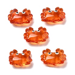Темно-Оранжевый Прозрачные стеклянные эмалевые бусины, краб, темно-оранжевый, 15x21x8 мм, отверстие : 1.4 мм