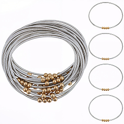 Golden & Stainless Steel Color 16Pcs Stainless Steel Satellite Chains Stretch Bracelet for Women, Golden & Stainless Steel Color, Inner Diameter: 2-1/4 inch(5.8cm)