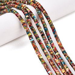 Разноцветный Натуральные имперские нитки из бисера яшмы, окрашенные, диск, Heishi бусы, красочный, 4.5x1.5~2.5 мм, отверстие : 0.8~1 мм, около 169~171 шт / нитка, 15.75~17.08'' (40~42.7 см)