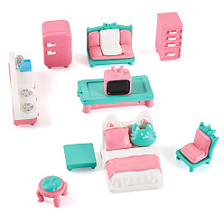 Mixed Shapes 11 шт 11 стили пластиковая мебель мини модель, аксессуары для кукольного домика с микро-ландшафтом, притворяясь опорными украшениями, разнообразные, 14~47x5~30 мм, 1 шт / стиль