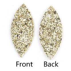 Pale Goldenrod PU Leather Big Pendants, with Sequins, Horse Eye, Pale Goldenrod, 59.5x25x2mm, Hole: 1.5mm