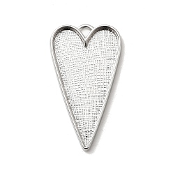 Платина Тибетский стиль сплава настройки кабошон большой кулон, чашки безель с краями, без свинца, без кадмии и без никеля, сердце, платина, лоток : 40x25.5 мм, 53.5x30x4 мм