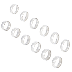 Нержавеющая Сталь Цвет 24шт 12 размер нержавеющая сталь простые простые кольца набор для женщин, цвет нержавеющей стали, внутренний диаметр: 16~20.9 мм, 2шт / размер