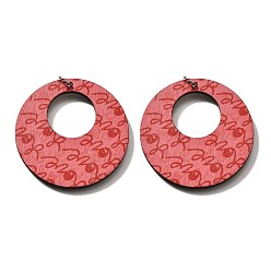 Легкий Лосось Подвески из тополя, плоско-круглые, с целью перехода в кольце, светлый померанцевый, 44.5x44.5x2.5 мм, отверстие : 5 мм