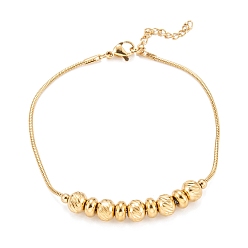 Golden PVD Vacuum Plating 304 Stainless Steel Beaded Bracelets, Round, Faceted, Golden, 7-1/8 inch(18cm)