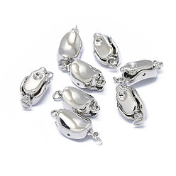 Stainless Steel Color Tarnish Resistant Stainless Steel Box Clasps, with Jump Rings, Bean, Stainless Steel Color, 17x8x7mm, Hole: 1.8mm, Ring: 3.6x0.6mm