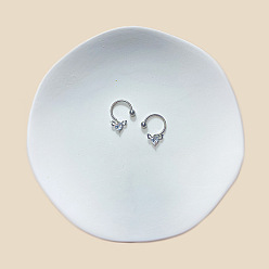 Сердце 316l хирургические кольца для сосков из нержавеющей стали с прозрачным кубическим цирконием, цвет нержавеющей стали, сердце, 1.6 мм