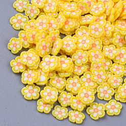 Золотистый Ручной полимерной глины кабошонов, модные аксессуары для украшения ногтей, цветок, золотые, 4~7x4 ~ х 0.5~2 мм, Около 35000~40000 шт / 500 г
