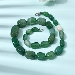 Зеленый Ожерелья из окрашенного натурального агата кубической формы, бусы разного размера, с застежками из сплава., платина, зелёные, 20.08 дюйм (51 см)