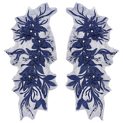 Прусский Синий 2 шт. химическое волокно, утюжок, акрил, вышивка, кружевной воротник, аксессуары для шитья одежды, цветок, берлинская лазурь, 490x180x7 мм