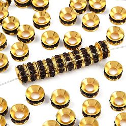 Аметист Латунные бусины разделители для поставки стразов, класс А, рондель, золото , аметист, 9x4 мм, отверстие : 4 мм