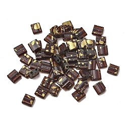 Кокосово-Коричневый 2 Прозрачный стеклянный бисер, , квадратный, кокосового коричневый, 5x5x2 мм, отверстие : 0.8 мм