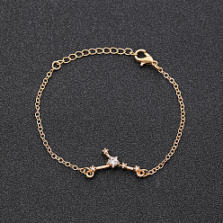 Рак 12 браслеты созвездия из сплава со стразами, браслеты-цепочки для женщин, звездочкой, рак, 6-3/4 дюйм (17 см)