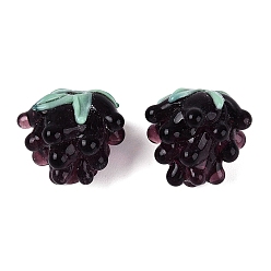 Indigo Handmade Lampwork Beads, Raspberry, Indigo, 14.5~16.5x12.5~17.5x12.5~17.5mm, Hole: 1~1.8mm