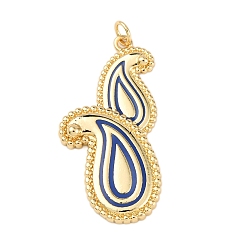 Темно-Голубой Латунь эмаль подвески, слеза, стойки покрытие, долговечный, без свинца и без кадмия, реальный 18 k позолоченный, с целью перехода в кольце, глубокое синее небо, 35.5x19x2.5 мм, отверстие : 3.5 мм