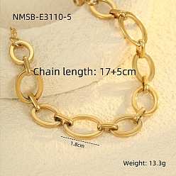 Oval Модные 304 из нержавеющей стали ссылка цепи браслеты, золотые, овальные, 6-3/4 дюйм (17 см)