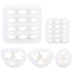 White 5Pcs 5 Styles Plastic Clay Pressed Molds, Clay Cutters, Clay Modeling Tools, for DIY Earring Making, Flower & Leaf, White, 17.5~37.5x15.5~37.5x11mm, 1pc/style