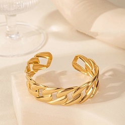 Золотой 304 женские браслеты-манжеты из нержавеющей стали, форма цепи, золотые, внутренний диаметр: 2x2-1/8 дюйм (5x5.5 см)