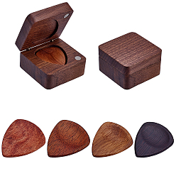 (52) Непрозрачная лаванда 4шт. 4 цвета треугольные деревянные гитарные медиаторы, с 1коробками для хранения гитарных медиаторов из поликарбоната и дерева с магнитами, разноцветные, 33x28x3 мм