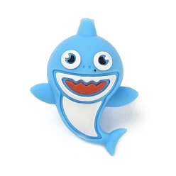 Shark Силиконовые бусины, фокусные бусы, синие, акула, 31x25x11 мм, отверстие : 2 мм
