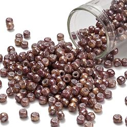 (1203) Opaque Taupe Cocoa Marbled Тохо 6/0 круглые бусины, японский бисер, (1203) непрозрачный серо-коричневый мраморный какао, 4 мм, отверстие : 1.5 мм, Около 168 шт / 10 г
