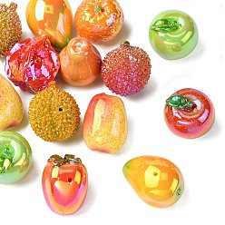 (52) Непрозрачная лаванда Гальванические непрозрачные смоляные шарики, имитация фруктов, разнообразные, разноцветные, 23~31x23~29x23~29 мм, отверстие : 1.8~2 мм