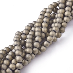 Antique Bronze Plated Electroplated Frosted Glass Bead Strands, Round, Antique Bronze Plated, 2.5mm, Hole: 0.7mm, about 150pcs/strand, 15.35 inch(39cm)