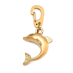 Dolphin Морская тематика 304 подвесные украшения из нержавеющей стали с застежкой-карабином, золотые, ионное покрытие (ip), дельфин, 32 мм