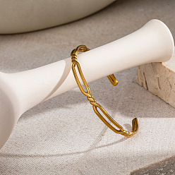 Золотой 304 женские браслеты-манжеты из нержавеющей стали, золотые, 1/4 дюйм (0.55 см), внутренний диаметр: 2-1/4 дюйм (5.65 см)