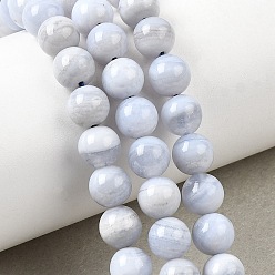 Синий Кружевый Агат Натуральный голубой кружевной агат бисер нитей, круглые, 6~6.5 мм, отверстие : 0.7 мм, около 59~60 шт / нитка, 15.24~15.35'' (38.7~39 см)