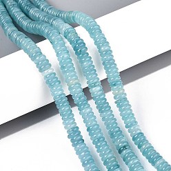 Небесно-голубой Окрашенные природные белый нефрит бисер пряди, рондель, голубой, 6x2~3 мм, отверстие : 0.9 мм, около 193~203 шт / нитка, 15.16~15.94'' (38.5~40.5 см)