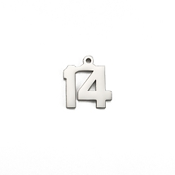 Нержавеющая Сталь Цвет Подвески из нержавеющей стали, не тускнеющие, число 14, цвет нержавеющей стали, 16x10 мм