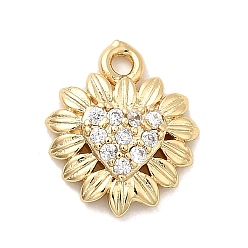 Настоящее золото 18K Латунные микро проложить кубического циркония подвески, сердце прелести, долговечный, стойки покрытие, без свинца и без кадмия, реальный 18 k позолоченный, 12.5x10.5x3 мм, отверстие : 1.4 мм