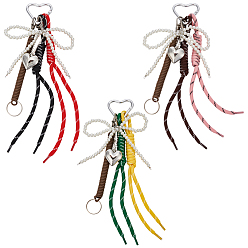 (52) Непрозрачная лаванда 3 шт. 3 цветные пластиковые украшения-подвески с имитацией жемчуга в виде банта, плетеная полиэфирная веревка для украшения сумок, Сплав с застежками, разноцветные, 245 мм, 1 шт / цвет