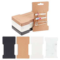 Mixed Color 120Pcs 4 Colors Cardboard Paper Hair Clip Display Cards, Mixed Color, 11.5x6.65x0.02cm, 30pcs/color