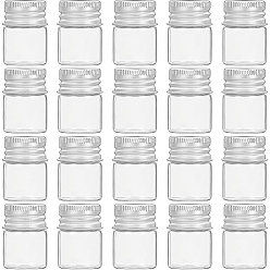 Прозрачный Стеклянные бутылки, с винтовой алюминиевой крышкой и силиконовой пробкой, пустая банка, платина, прозрачные, 3x2.2 см, емкость: 5 мл (0.17 жидких унций), 20 шт / коробка