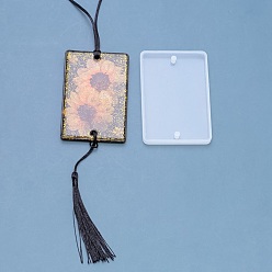 Rectangle DIY Connecter Charm Silicone Molds, Resin Casting Molds, White, Rectangle Pattern, 92x63x7mm, Hole: 5mm, Inner Diameter: 58x86mm
